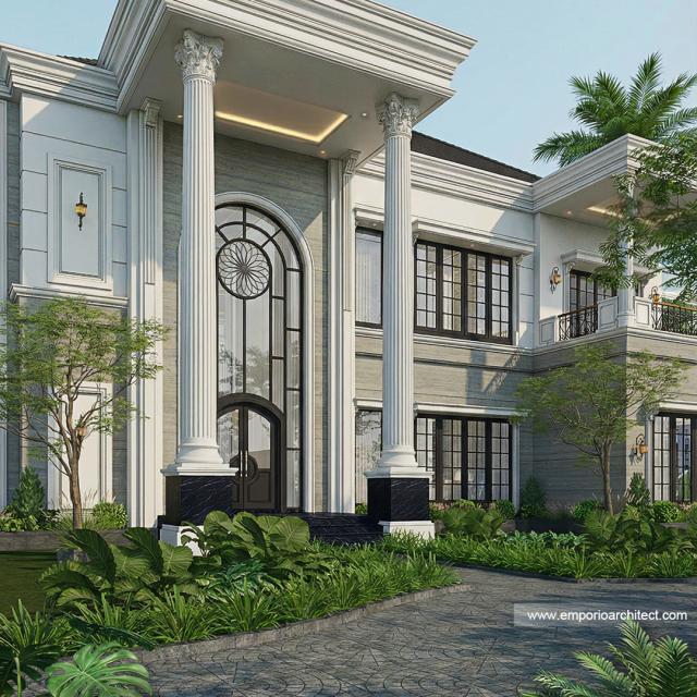 Desain Tampak Detail Samping Kiri Rumah Klasik 2 Lantai Bapak RFL di Samarinda