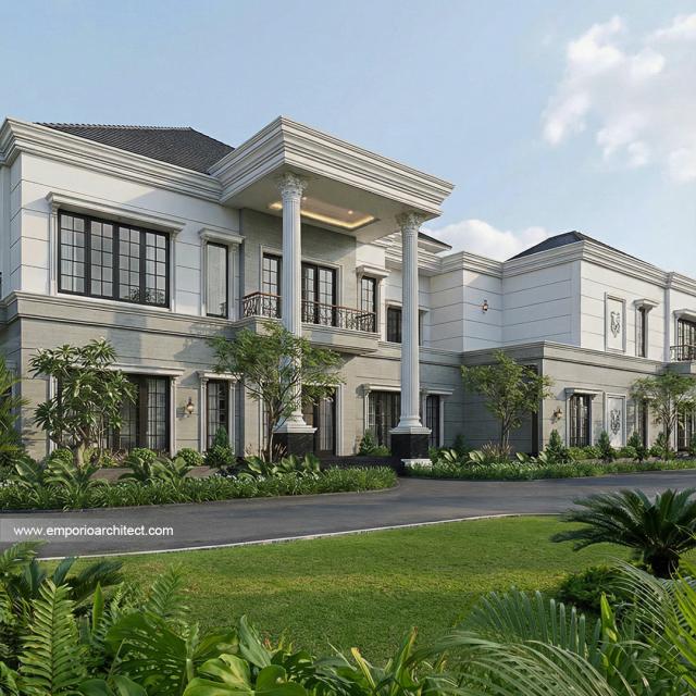 Desain Tampak Samping Kanan Rumah Klasik 2 Lantai Bapak RFL di Samarinda