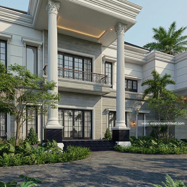 Desain Tampak Detail Samping Kanan Rumah Klasik 2 Lantai Bapak RFL di Samarinda