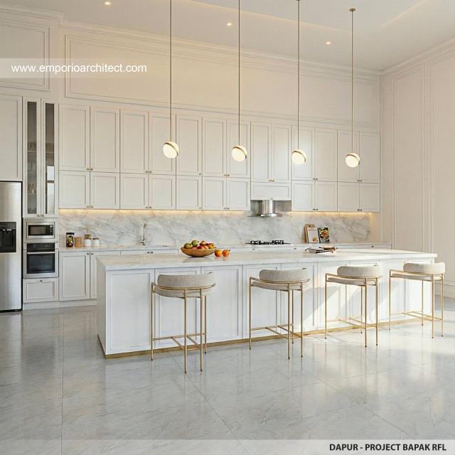Desain Dapur Rumah Klasik 2 Lantai Bapak RFL di Samarinda