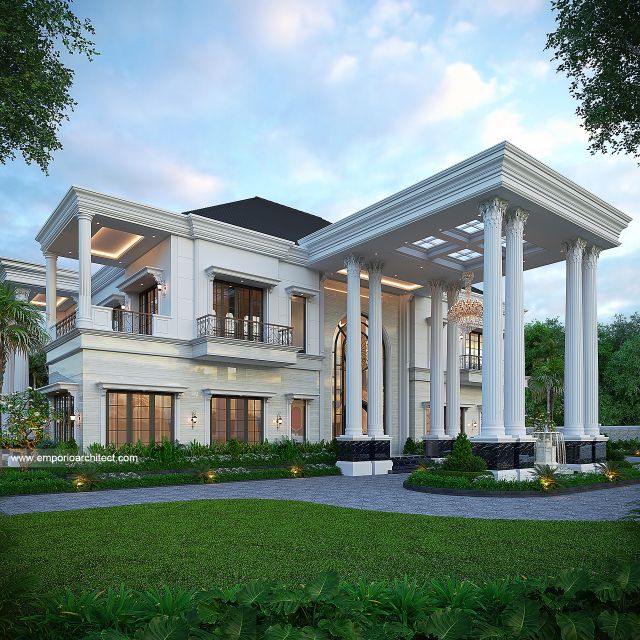 Desain Tampak Depan 3 Rumah Klasik 2 Lantai Bapak RFL di Samarinda