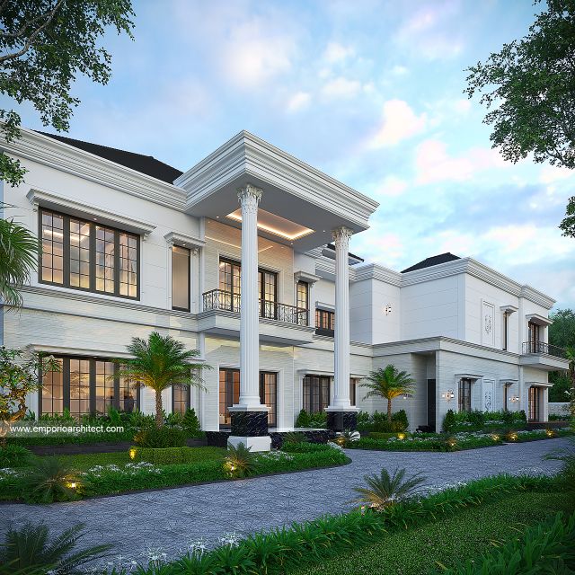 Desain Tampak Samping Rumah Klasik 2 Lantai Bapak RFL di Samarinda