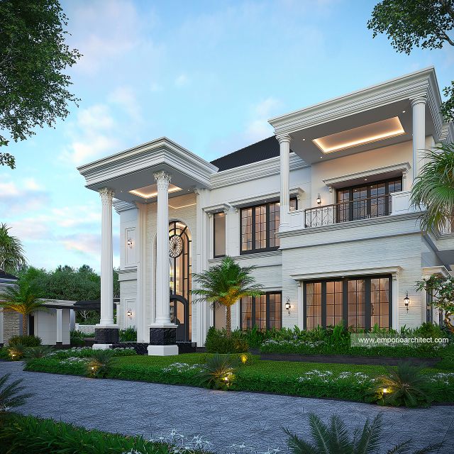 Desain Tampak Samping 2 Rumah Klasik 2 Lantai Bapak RFL di Samarinda