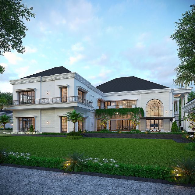 Desain Tampak Belakang Rumah Klasik 2 Lantai Bapak RFL di Samarinda