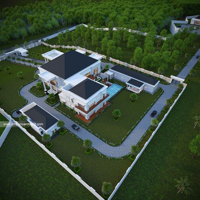 Desain Tampak Belakang Rumah Klasik 2 Lantai Bapak RFL di Samarinda