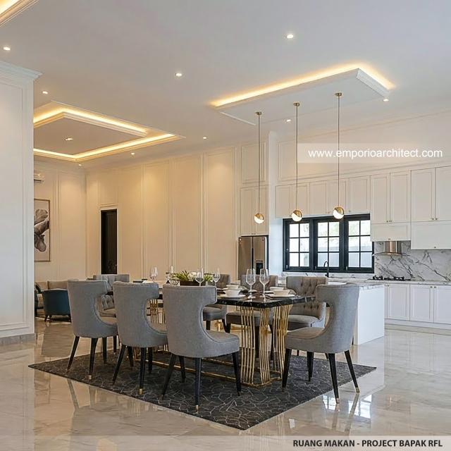 Desain Ruang Makan Rumah Klasik 2 Lantai Bapak RFL di Samarinda