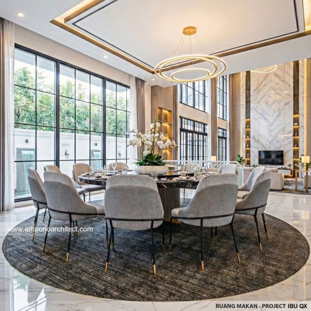 Desain Ruang Makan Rumah Klasik 2 Lantai Ibu QX di Jakarta