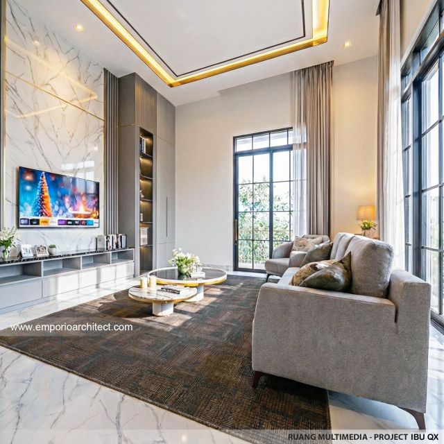 Desain Ruang Multimedia Rumah Klasik 2 Lantai Ibu QX di Jakarta
