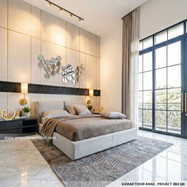 Desain Kamar Tidur Anak Rumah Klasik 2 Lantai Ibu QX di Jakarta