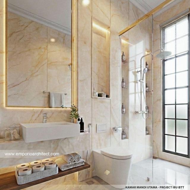 Desain Kamar Mandi Utama Rumah Klasik 2 Lantai Ibu BTT di Palembang