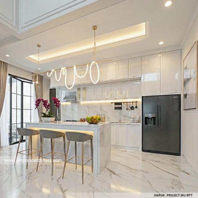 Desain Dapur Rumah Klasik 2 Lantai Ibu BTT di Palembang