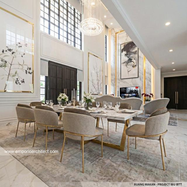 Desain Ruang Makan Rumah Klasik 2 Lantai Ibu BTT di Palembang