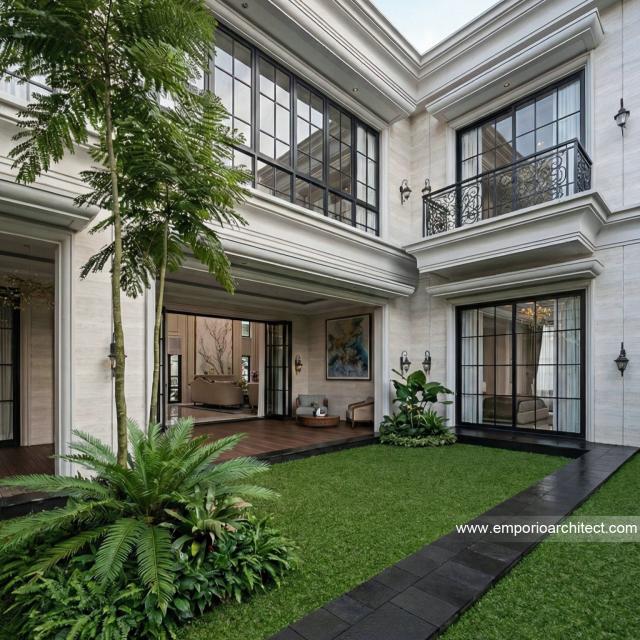 Desain Tampak Belakang Rumah Klasik 2 Lantai Ibu BTT di Palembang