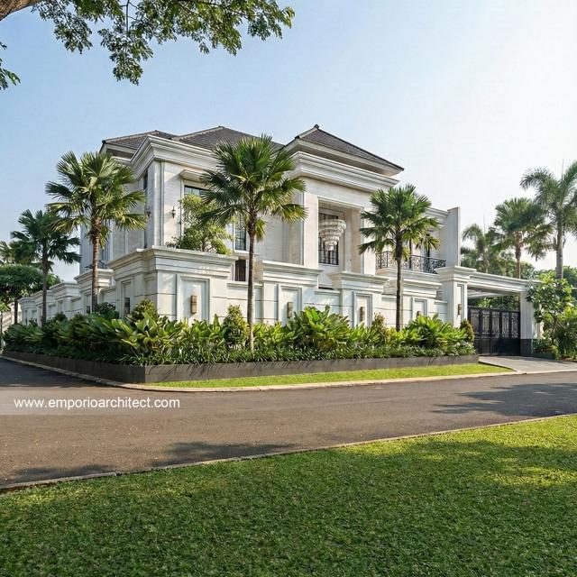 Desain Tampak Depan 2 Rumah Klasik 2 Lantai Ibu BTT di Palembang