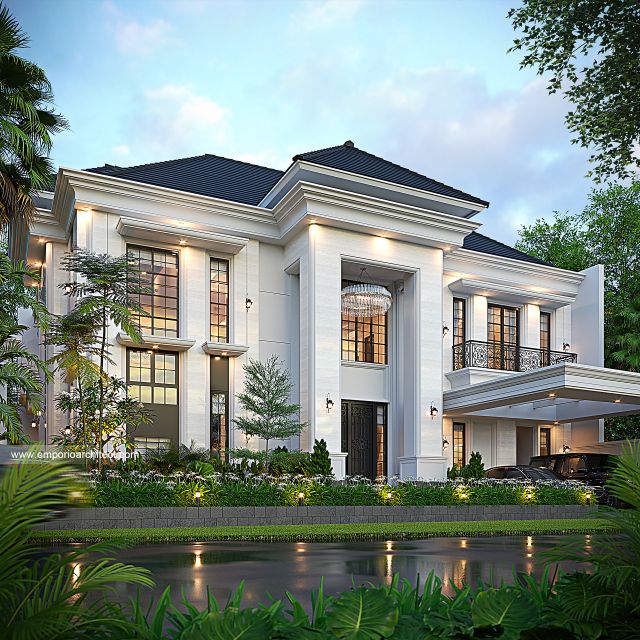Desain Tampak Depan 3 Rumah Klasik 2 Lantai Ibu BTT di Palembang