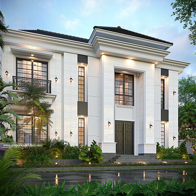 Desain Tampak Samping Rumah Klasik 2 Lantai Ibu BTT di Palembang