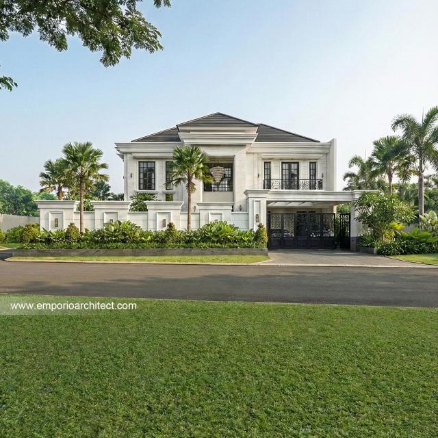 Desain Tampak Depan Rumah Klasik 2 Lantai Ibu BTT di Palembang