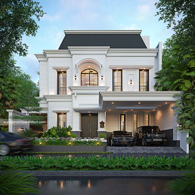 Desain Tampak Depan 3 Rumah Klasik 2 Lantai Bapak ATN di Sunter, Jakarta Utara