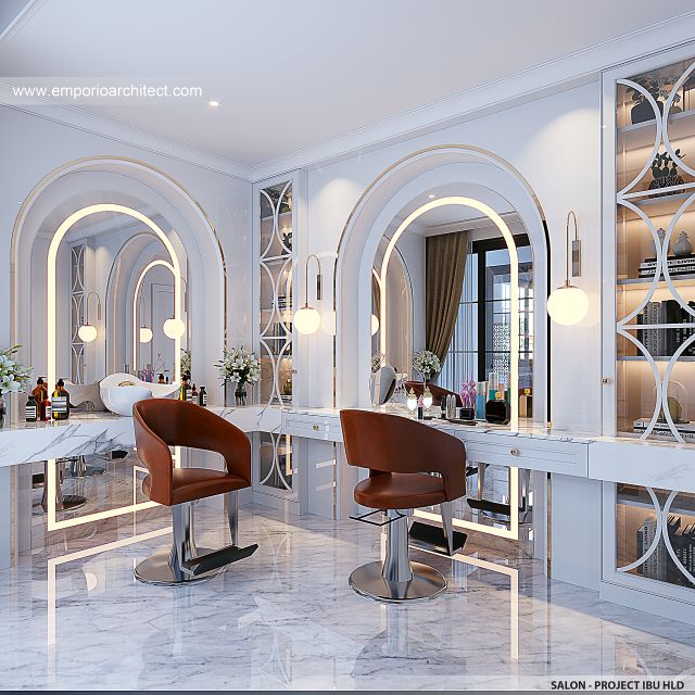 Desain Salon Rumah Mediteran Klasik 2 Lantai Ibu HLD di Kalimantan Tengah