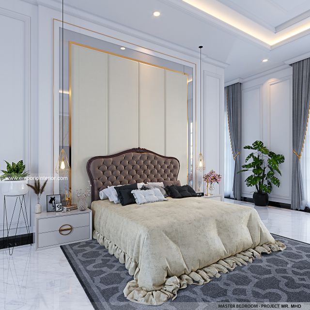 Desain Kamar Tidur Utama Rumah Klasik 2 Lantai Mr. MHD di Kenya