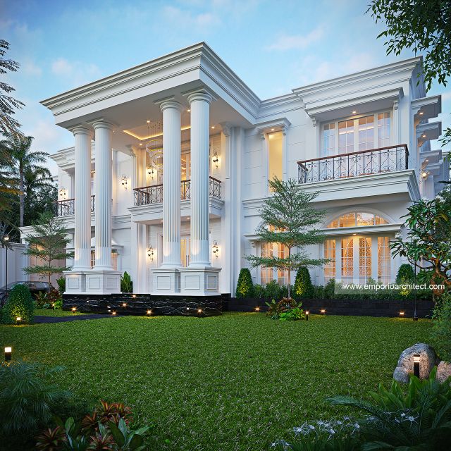 Desain Tampak Depan Rumah Klasik 2 Lantai Mr. MHD di Kenya