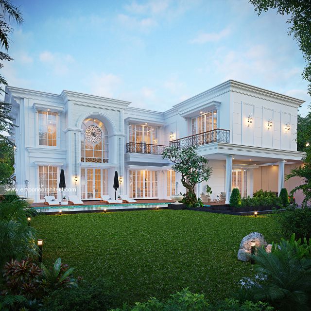 Desain Tampak Belakang Rumah Klasik 2 Lantai Mr. MHD di Kenya