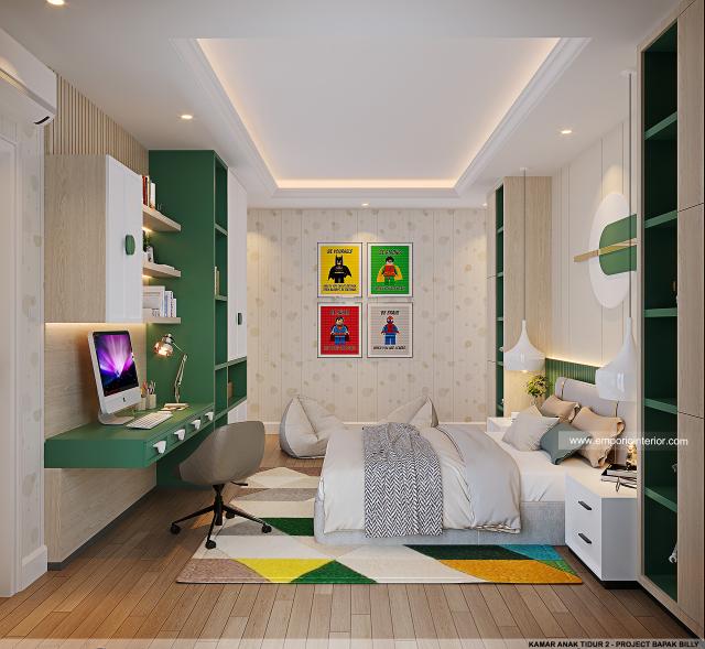 Desain Kamar Tidur Anak 2 Rumah Klasik 2 Lantai Bapak BLL di Manado, Sulawesi Utara
