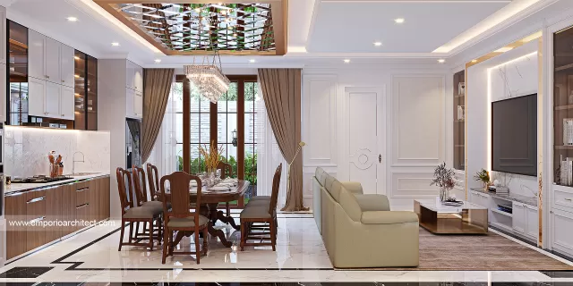 Desain Ruang Keluarga dan Ruang Makan Rumah Klasik 2 Lantai Ibu Ila di Cimahi, Bandung