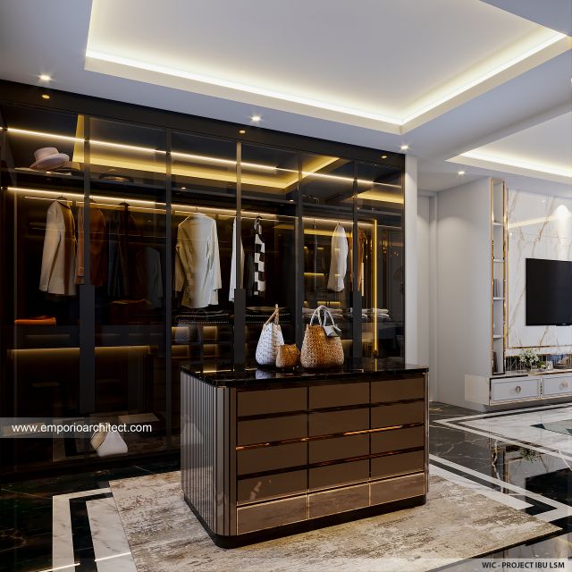 Desain Walk In Closet Rumah Klasik 2 Lantai Ibu LSM di Cibubur, Jakarta Timur