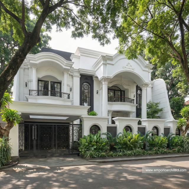 Desain Tampak Depan 3 Rumah Klasik 2 Lantai Ibu LSM di Cibubur, Jakarta Timur