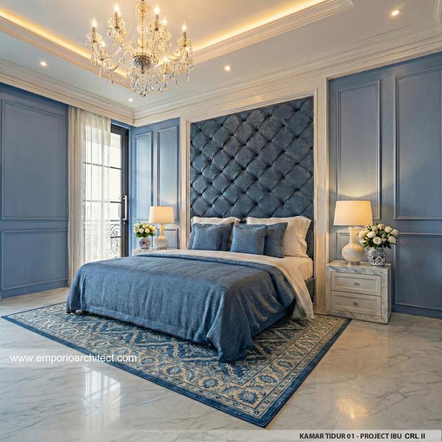 Desain Kamar Tidur 1 Rumah Klasik 2 Lantai Ibu CRL II di Surabaya