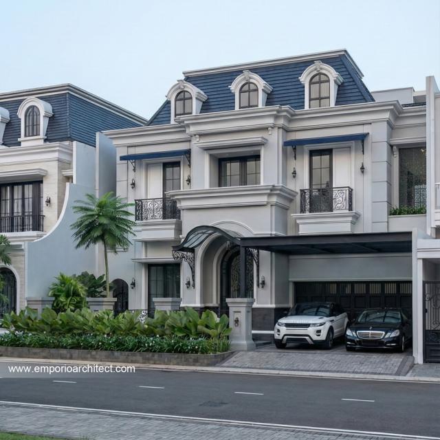 Desain Tampak Depan 3 Rumah Klasik 2 Lantai Ibu CRL II di Surabaya