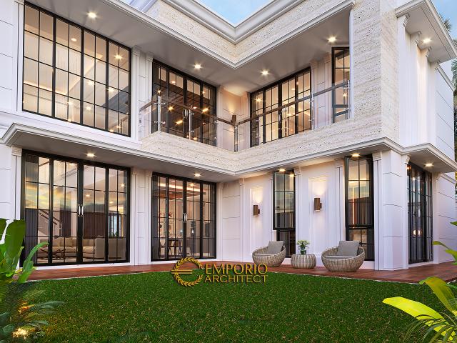 Desain Tampak Detail Belakang Rumah Klasik 2 Lantai Bapak Hasbullah di Jakarta