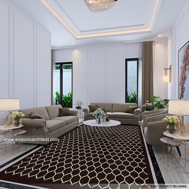 Desain Ruang Tamu Rumah Klasik 2 Lantai Ibu ANN di Cinere, Depok