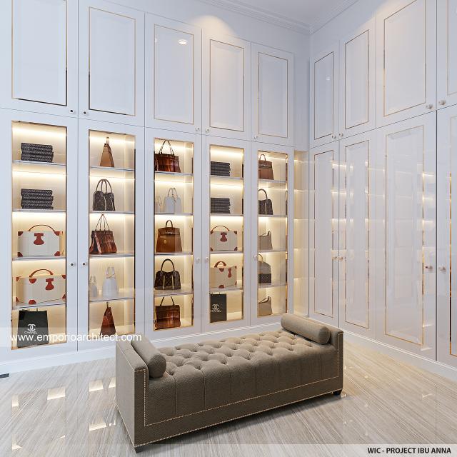 Desain Walk In Closet Rumah Klasik 2 Lantai Ibu ANN di Cinere, Depok