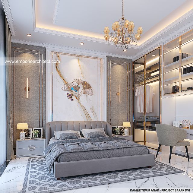 Desain Kamar Tidur Anak Rumah Klasik 2 Lantai Bapak DVI di Surabaya
