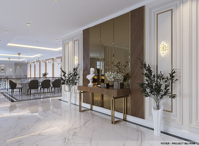 Desain Foyer Rumah Klasik 2 Lantai Ibu RHM di Kalimantan Selatan