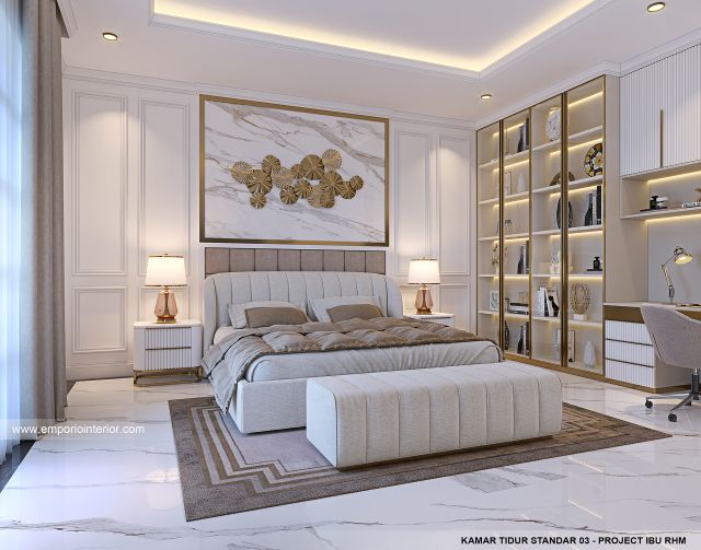 Desain Kamar Tidur Standar 3 Rumah Klasik 2 Lantai Ibu RHM di Kalimantan Selatan