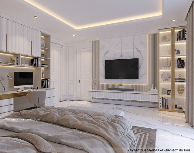 Desain Kamar Tidur Standar 3 Rumah Klasik 2 Lantai Ibu RHM di Kalimantan Selatan