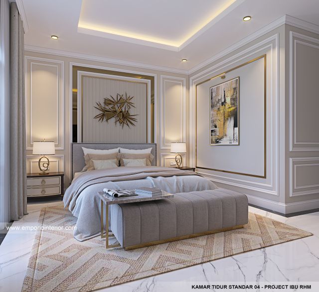 Desain Kamar Tidur Standar 4 Rumah Klasik 2 Lantai Ibu RHM di Kalimantan Selatan