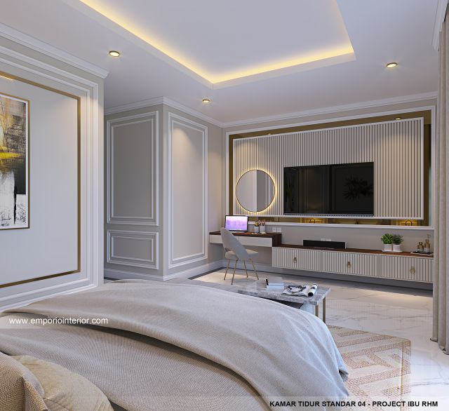 Desain Kamar Tidur Standar 4 Rumah Klasik 2 Lantai Ibu RHM di Kalimantan Selatan