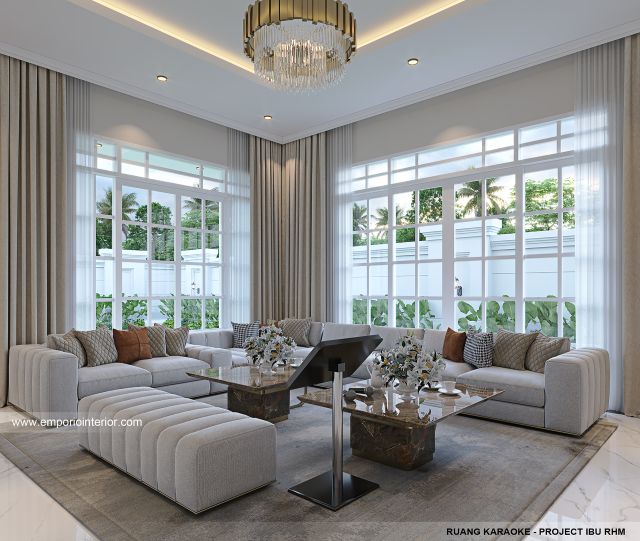 Desain Ruang Karaoke Rumah Klasik 2 Lantai Ibu RHM di Kalimantan Selatan