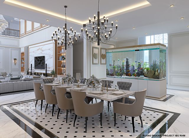 Desain Ruang Makan Rumah Klasik 2 Lantai Ibu RHM di Kalimantan Selatan