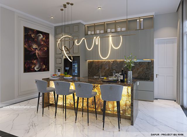 Desain Dapur Rumah Klasik 2 Lantai Ibu RHM di Kalimantan Selatan