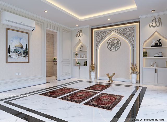Desain Mushola Rumah Klasik 2 Lantai Ibu RHM di Kalimantan Selatan