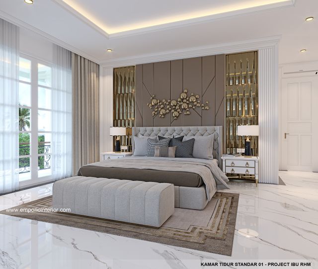 Desain Kamar Tidur Standar 1 Rumah Klasik 2 Lantai Ibu RHM di Kalimantan Selatan