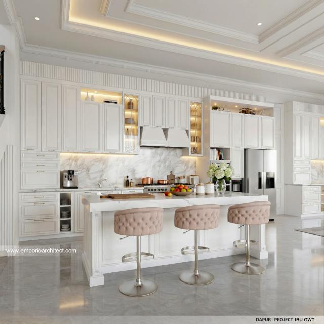 Desain Dapur Rumah Klasik 2 Lantai Ibu GWT di Jambi