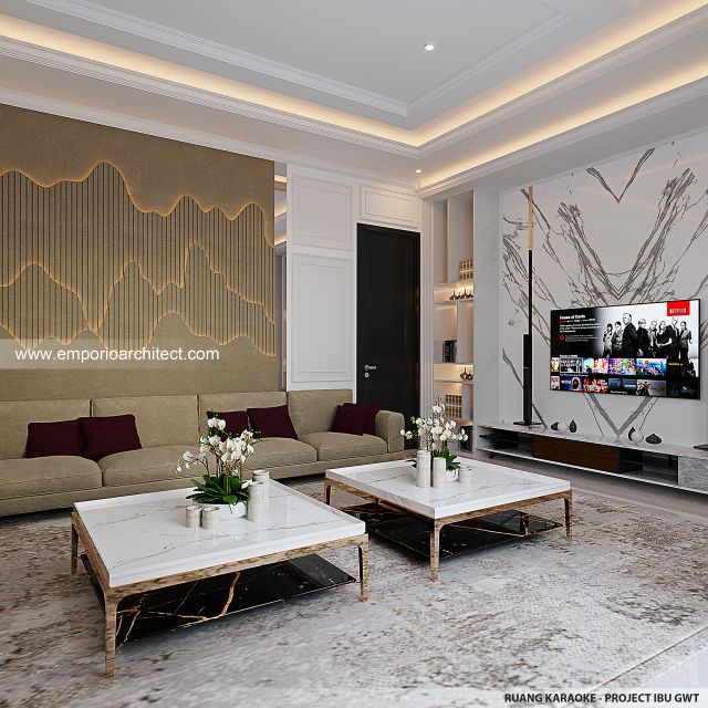 Desain Ruang Karaoke Rumah Klasik 2 Lantai Ibu GWT di Jambi