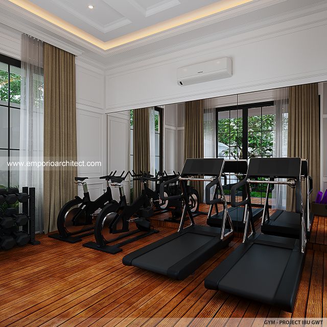 Desain Ruang Gym Rumah Klasik 2 Lantai Ibu GWT di Jambi