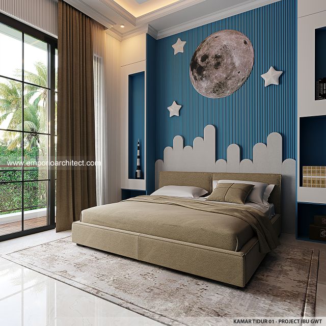 Desain Kamar Tidur 1 Rumah Klasik 2 Lantai Ibu GWT di Jambi